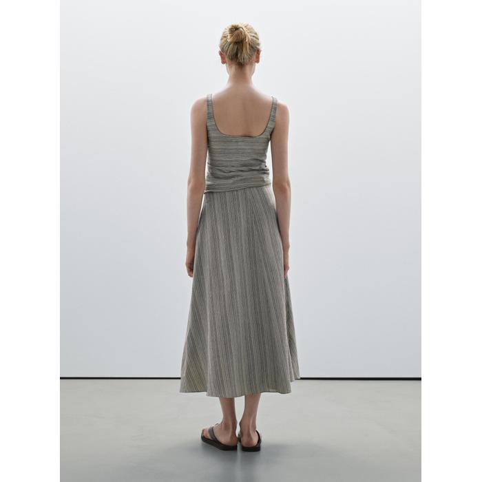 Flared Midi Dress with Stripes цвет: Натуральный, кремовый