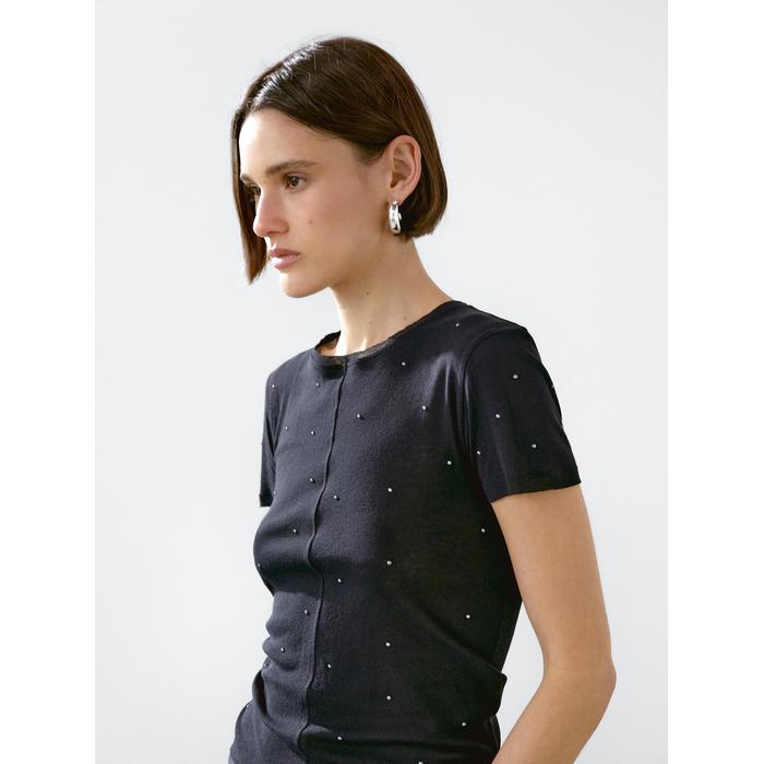 T-shirt with metallic studs detail цвет: Свинцовый