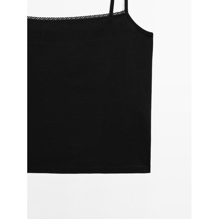 Knitted top with lace straps цвет: Черный