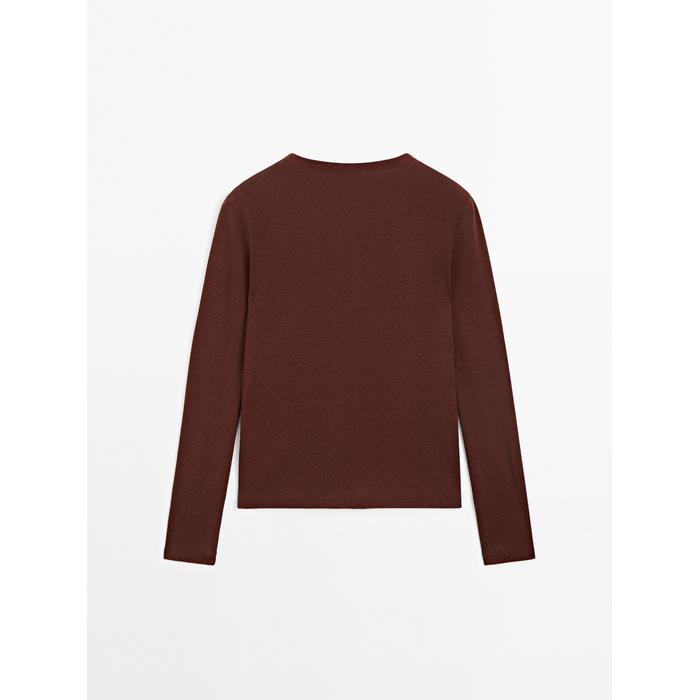 Cotton blend knitted T-shirt цвет: Бургундский