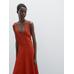 Long fluid flared dress цвет: Жжено-оранжевый