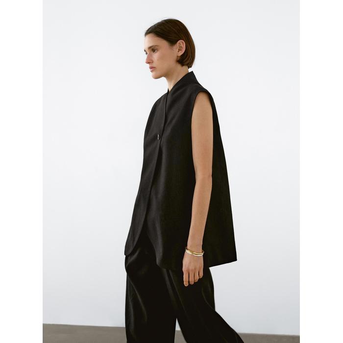 Waistcoat with linen turtleneck цвет: Черный