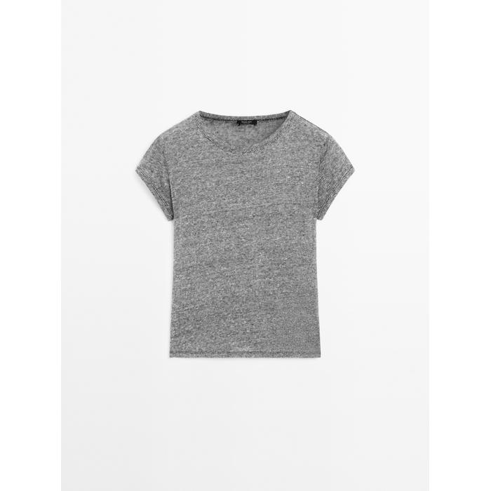 Short sleeve linen striped t-shirt цвет: Черный