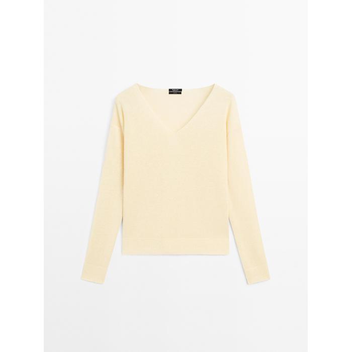 Long sleeve knitted jumper 100% linen цвет: Желтый