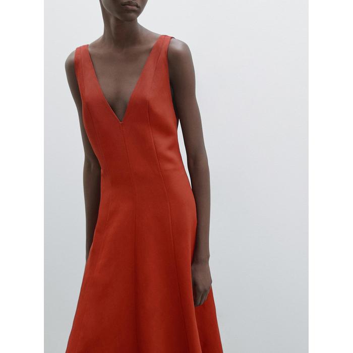 Long fluid flared dress цвет: Жжено-оранжевый