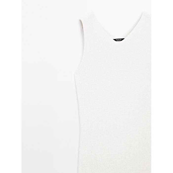 Flared Midi Dress with Stripes цвет: Натуральный, кремовый