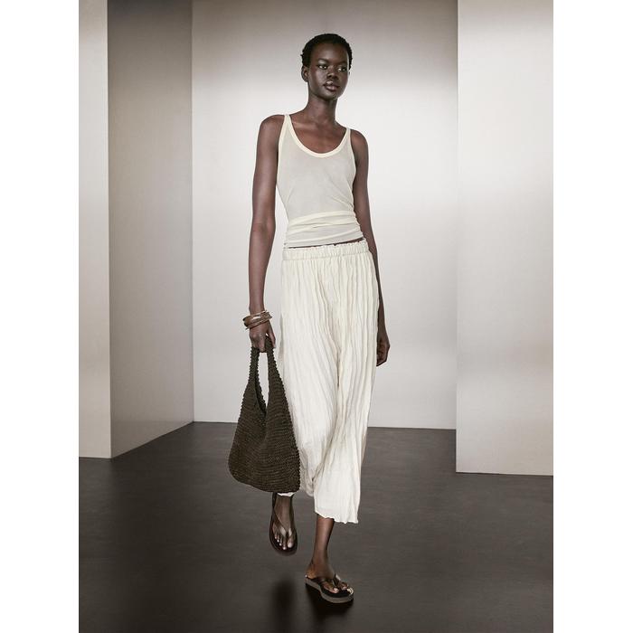 Pleated midi skirt with pleats цвет: Бежевый