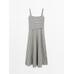 Flared Midi Dress with Stripes цвет: Натуральный, кремовый