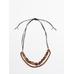 Double cord stone necklace leather цвет: Гранатовый