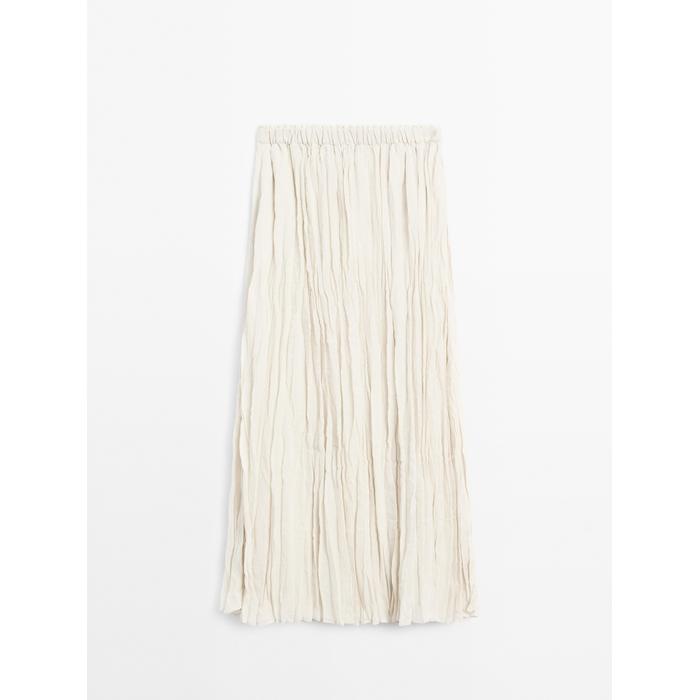 Pleated midi skirt with pleats цвет: Бежевый