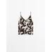 Fluid strappy top with animal print цвет: Шоколадный