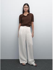 Openwork polo knit linen blend jumper цвет: Коричневый