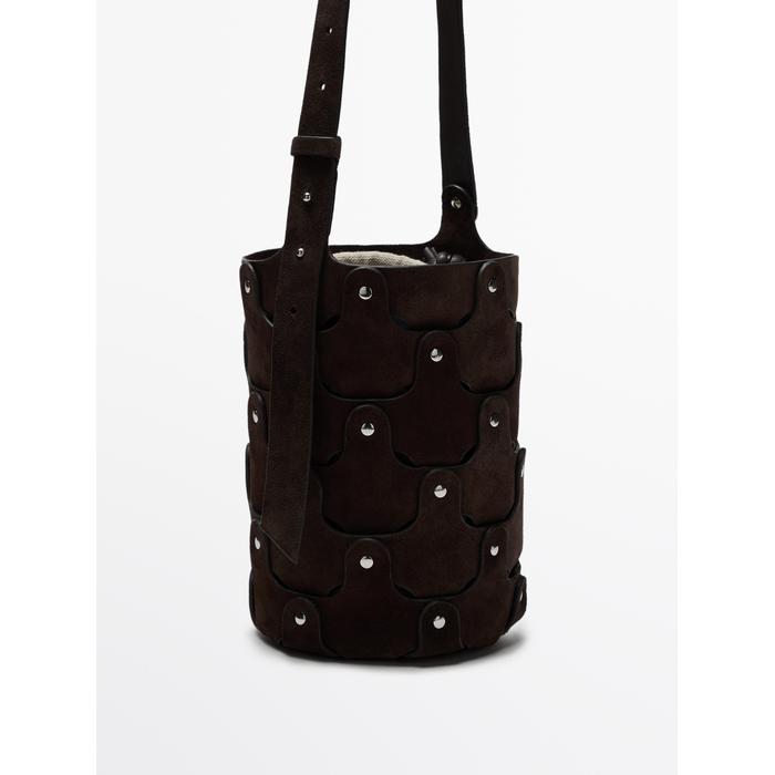 Bucket bag studded split leather цвет: Коричневый