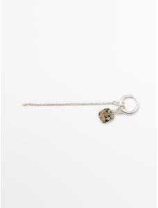 Hoop earrings with stone цвет: Жемчужно-серый