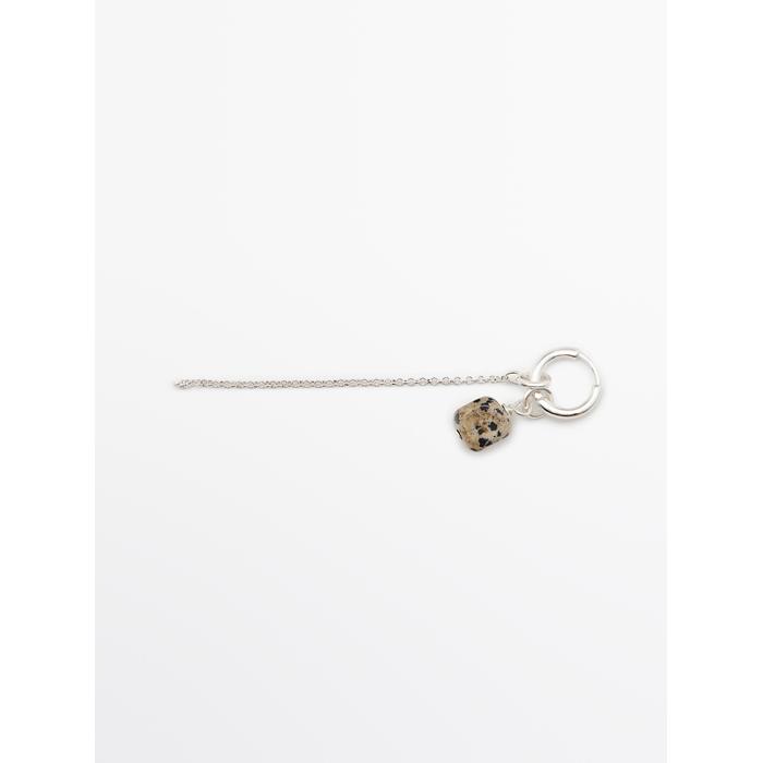Hoop earrings with stone цвет: Жемчужно-серый