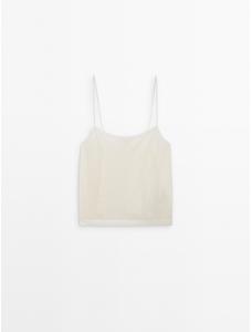 Fluid embroidered strappy top цвет: Натуральный, кремовый