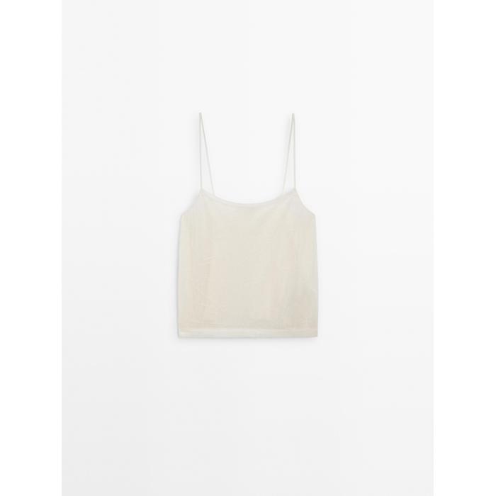 Fluid embroidered strappy top цвет: Натуральный, кремовый