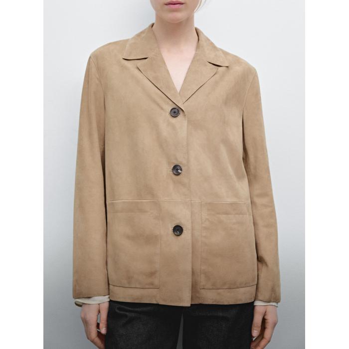 Flowing suede leather blazer цвет: Песочный