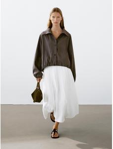 Linen blend bomber jacket цвет: Шоколадный
