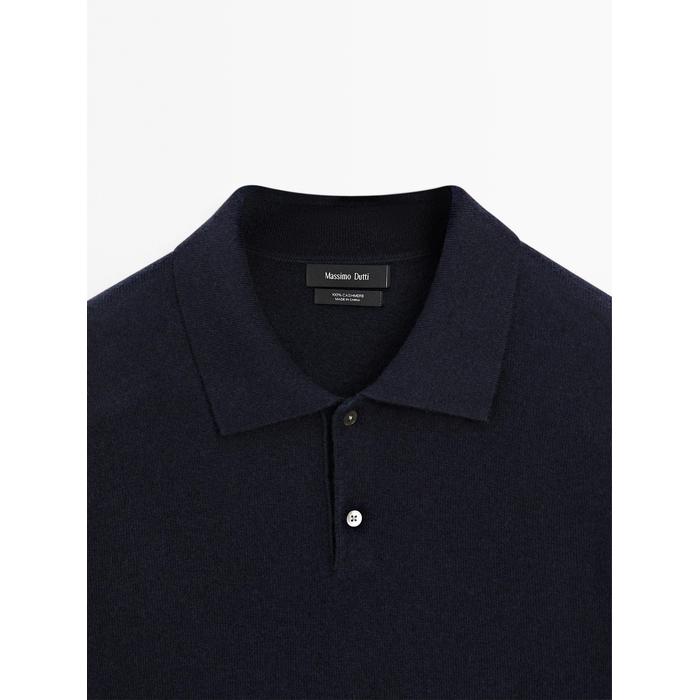 Rib knit polo 100% cashmere цвет: Темно-синий