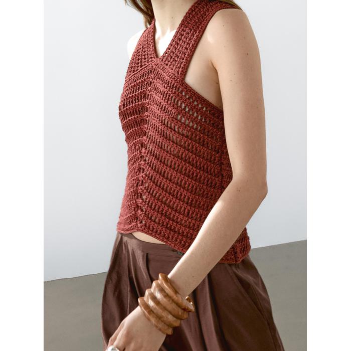 Openwork Crochet Knit Top цвет: Цвет черепицы