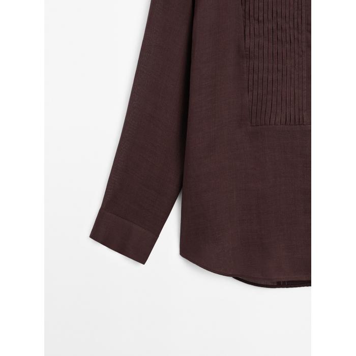 Fluid pintuck shirt with ramie цвет: Гранатовый
