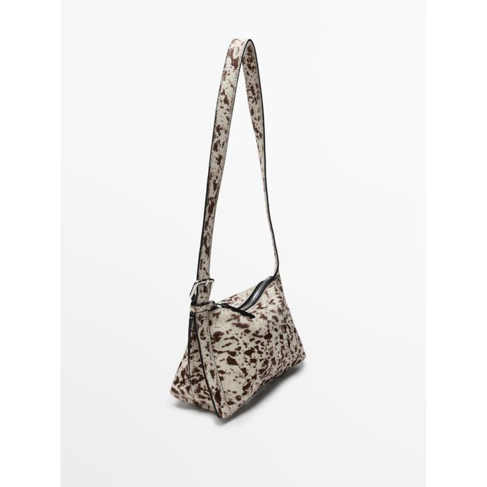 Animal print mini leather handbag цвет: Белый