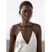 Satin halter top with vivid detail цвет: Натуральный, кремовый