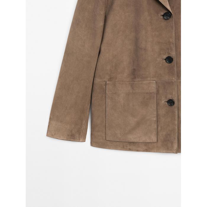 Fluid suede leather jacket цвет: Кротово-коричневый
