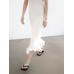 Flared Midi Dress with Stripes цвет: Натуральный, кремовый