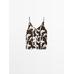 Fluid strappy top with animal print цвет: Шоколадный