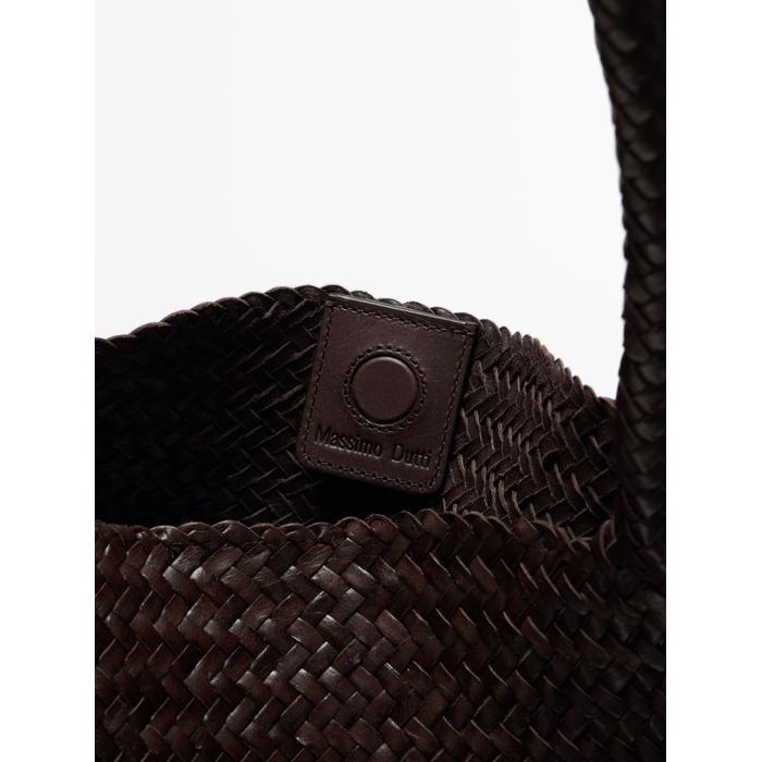 Large braided nappa leather tote bag цвет: Коричневый