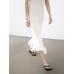Flared Midi Dress with Stripes цвет: Натуральный, кремовый