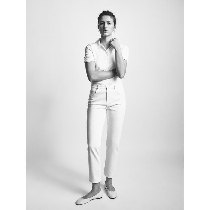 Cropped mid rise slim fit jeans цвет: Натуральный, кремовый