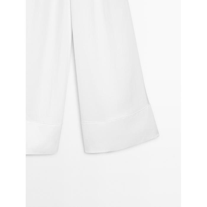 Wide-leg pants with contrast topstitching цвет: Белый