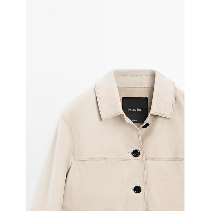 Short jacket with suede stitching цвет: Цвет льда