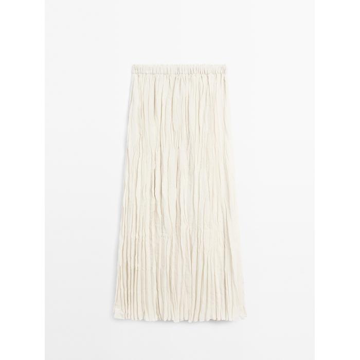 Pleated midi skirt with pleats цвет: Бежевый