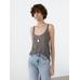Linen fabric detail straps top цвет: Болотно-зеленый