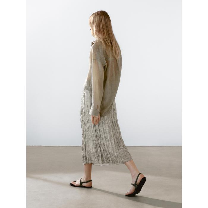 Fluid midi skirt with striped detail цвет: Дымчатый