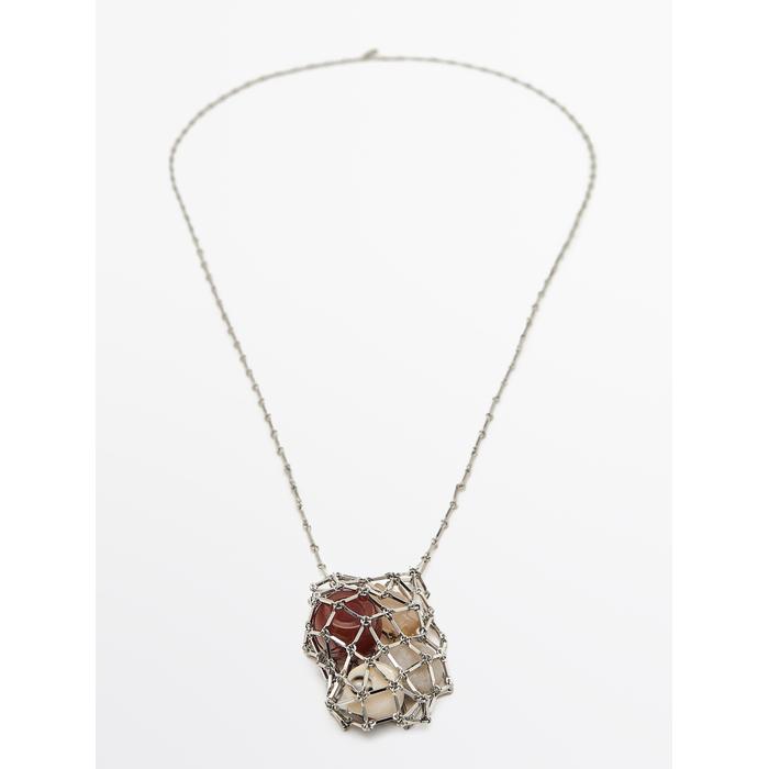 Stone net necklace цвет: Серебряный