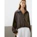 Linen blend bomber jacket цвет: Шоколадный