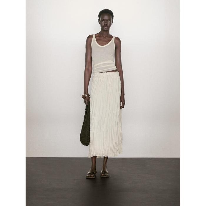 Pleated midi skirt with pleats цвет: Бежевый