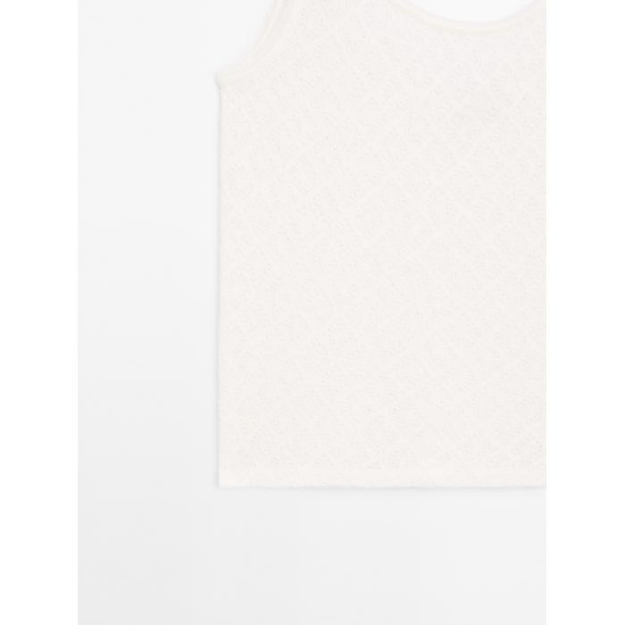 Top with openwork straps and linen цвет: Натуральный, кремовый