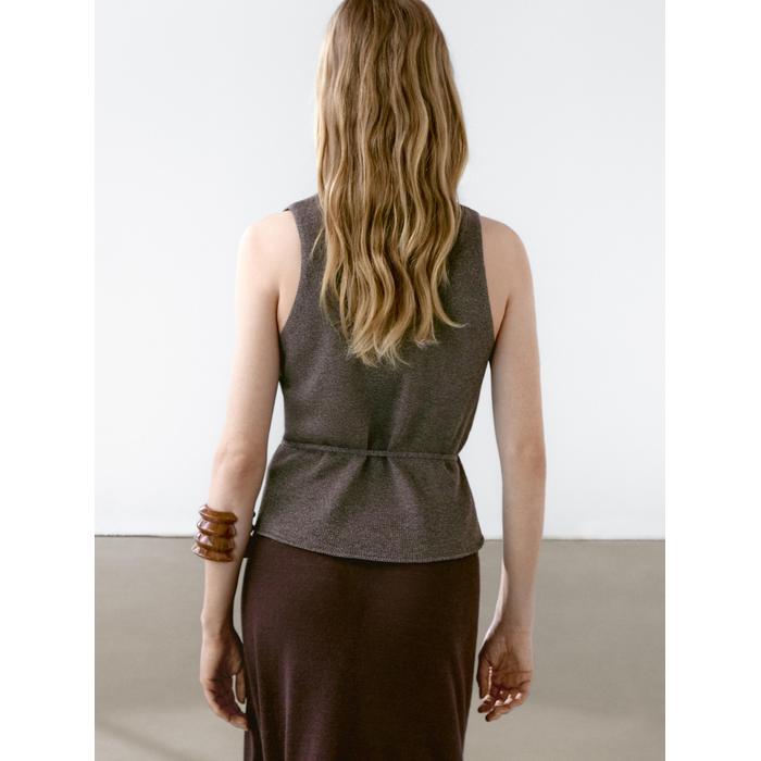 Crossed Mouliné Knit Vest цвет: Коричневый