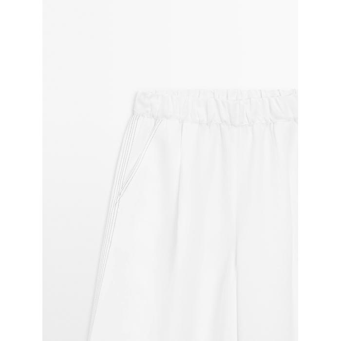 Wide-leg pants with contrast topstitching цвет: Белый