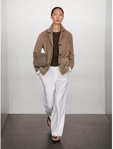 Fluid suede leather jacket цвет: Кротово-коричневый