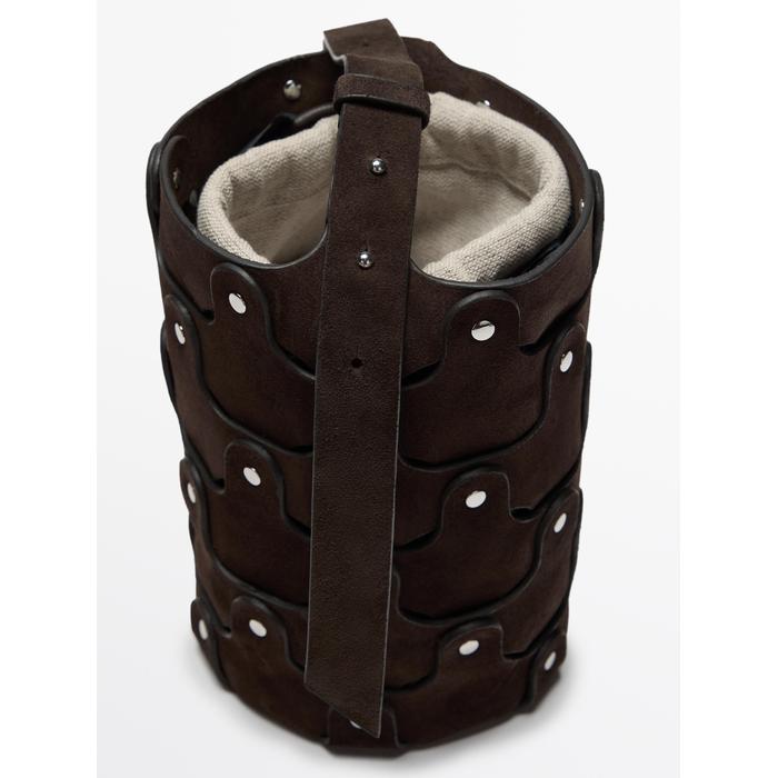 Bucket bag studded split leather цвет: Коричневый