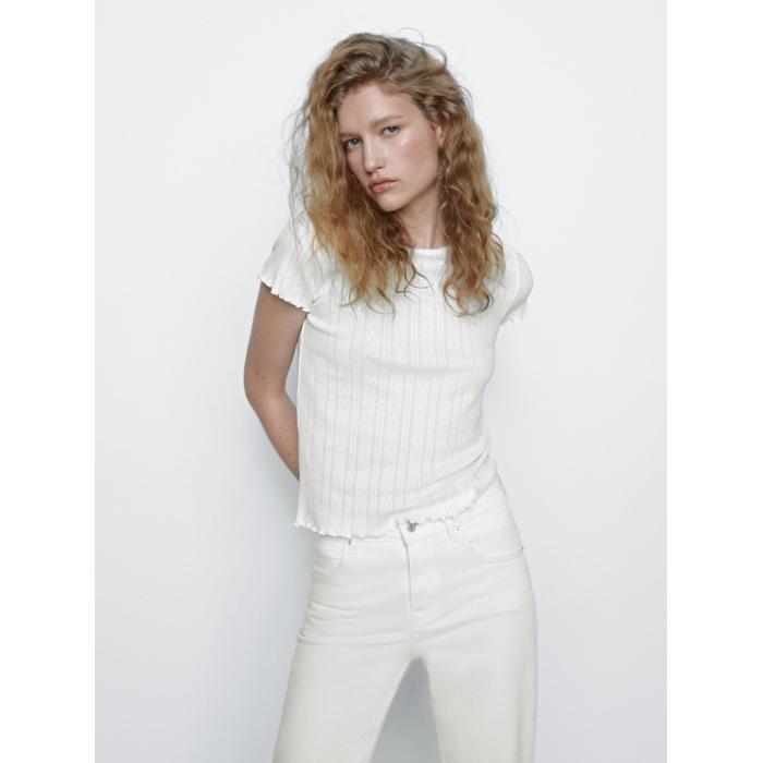 Cropped mid rise slim fit jeans цвет: Натуральный, кремовый