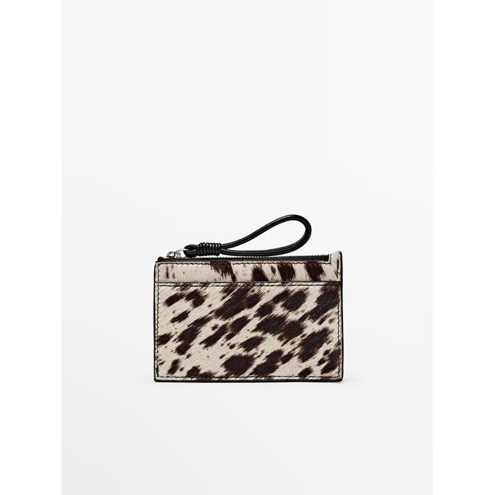 Small animal print leather wallet цвет: Белый