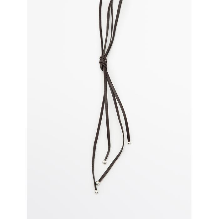 Double cord stone necklace leather цвет: Гранатовый